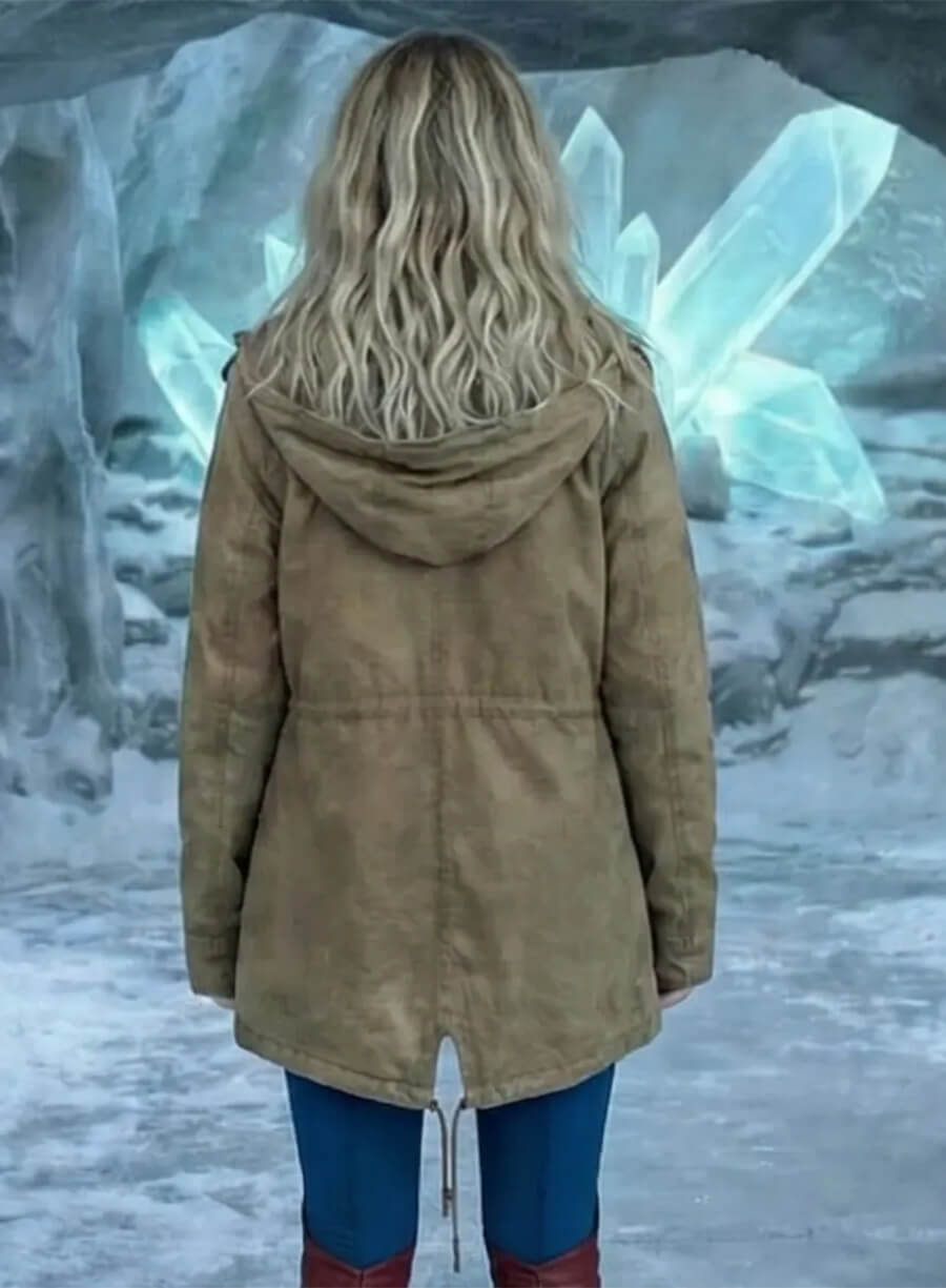 Milly Alcock Supergirl 2026 Brown Hooded Jacket