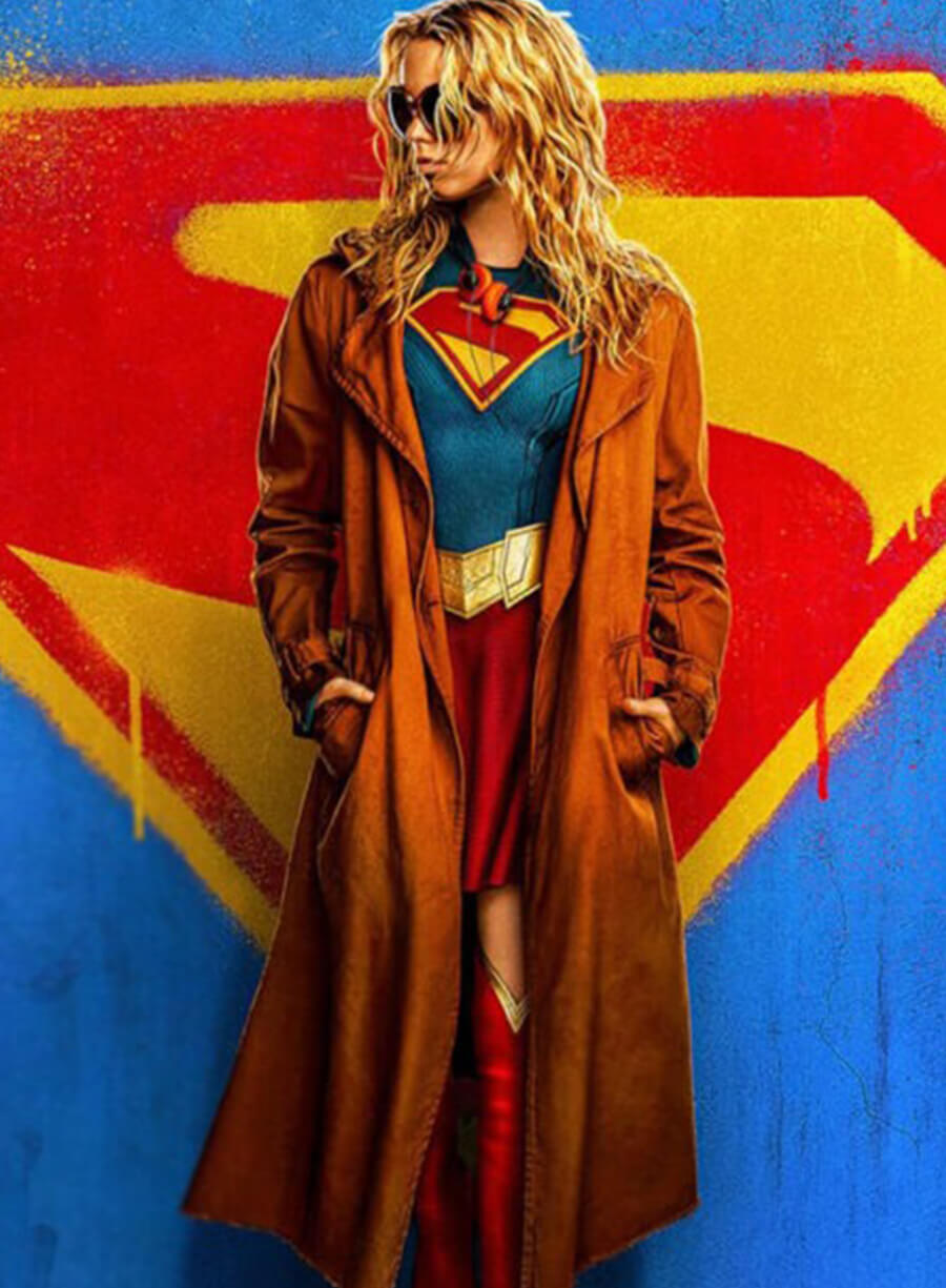 Milly Alcock Supergirl 2026 Brown Trench Coat