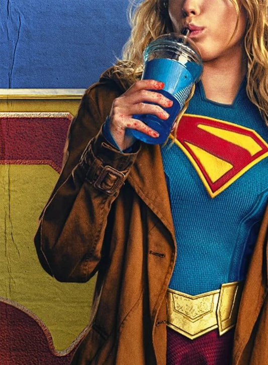 Milly Alcock Supergirl 2026 Brown Trench Coat