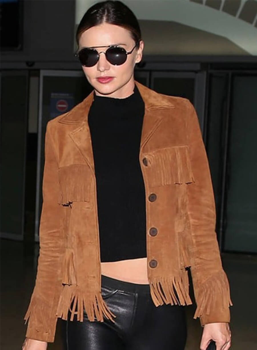 Miranda Kerr Brown Fringe Jacket