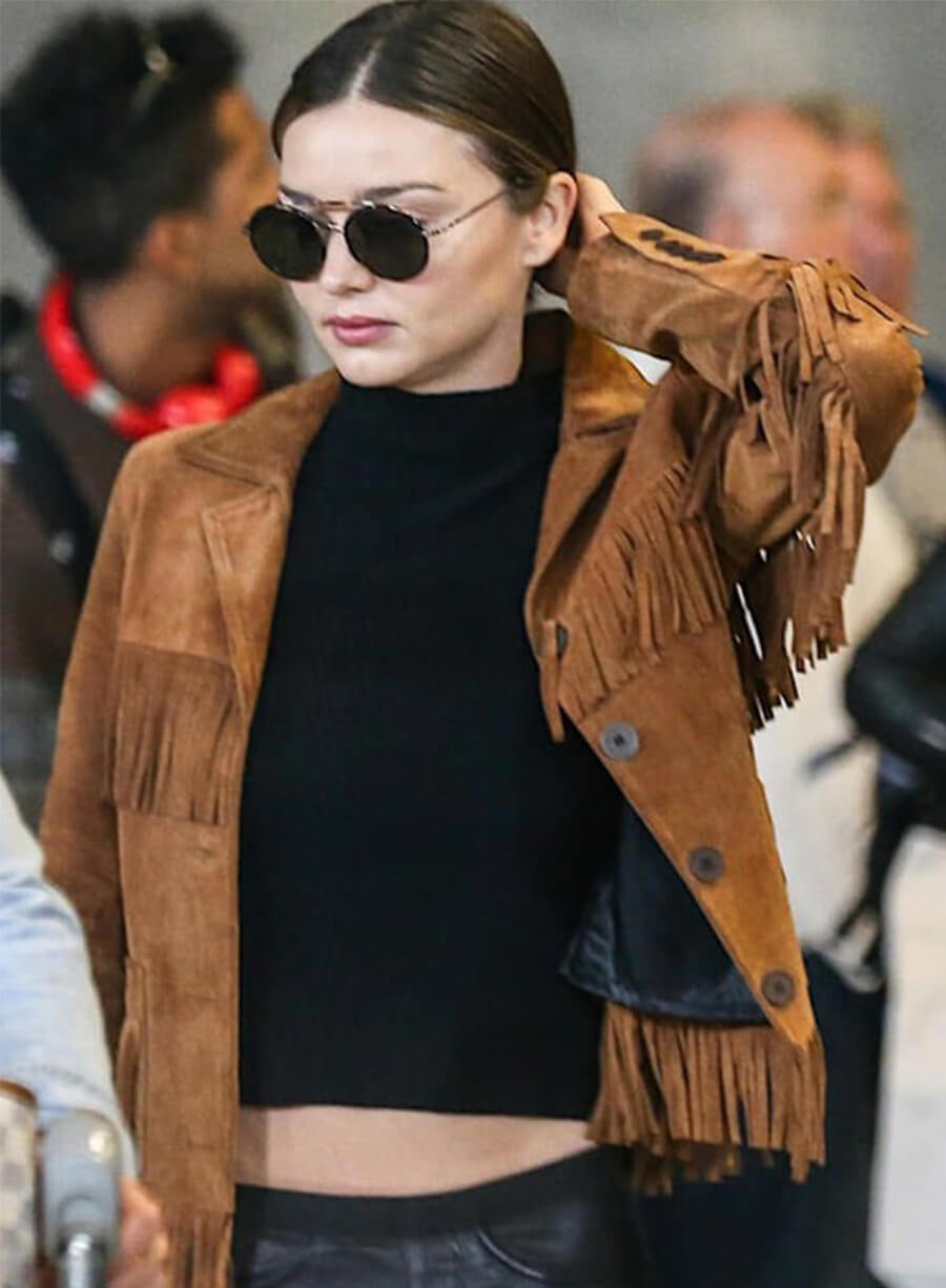Miranda Kerr Brown Fringe Jacket