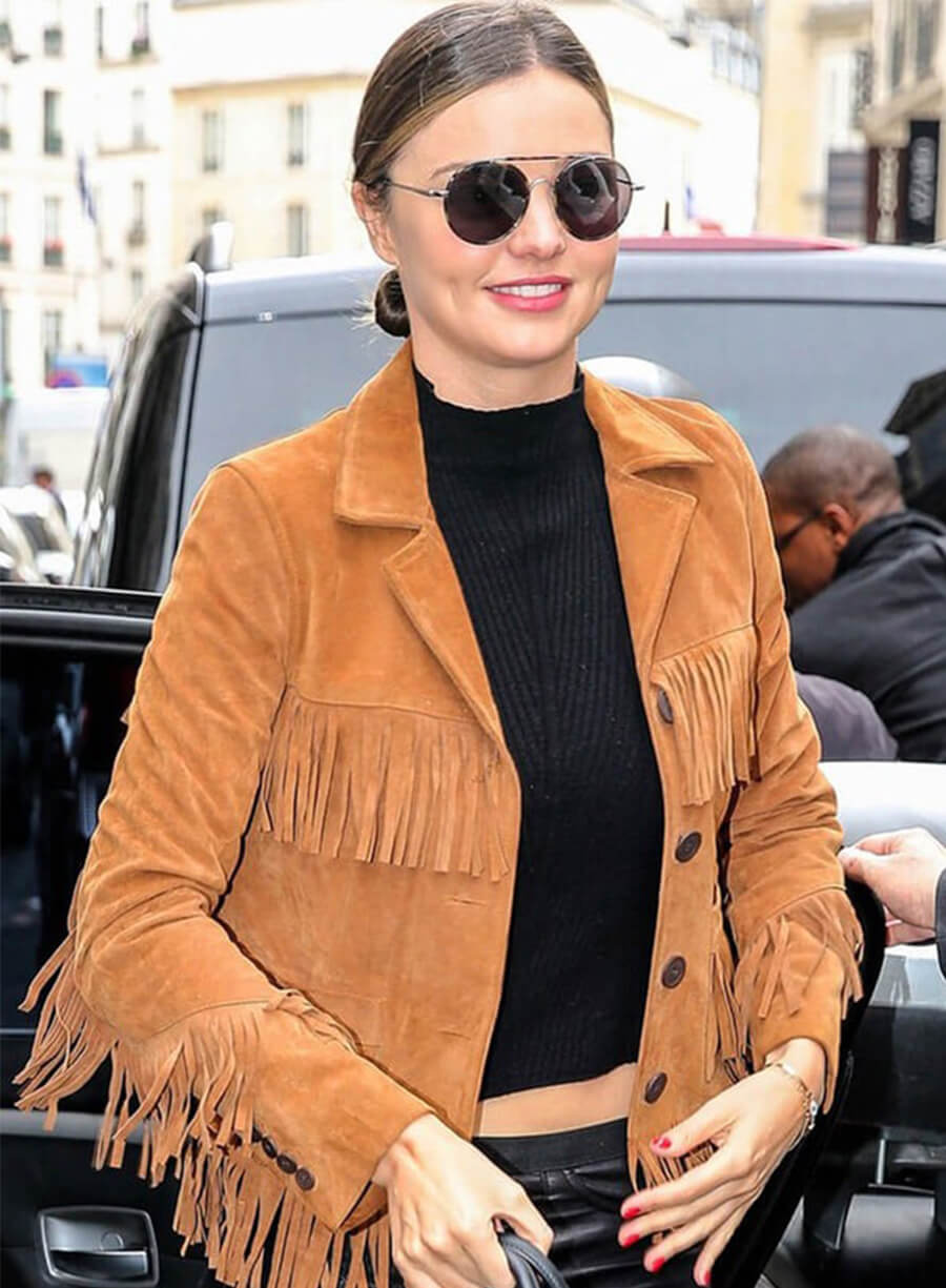 Miranda Kerr Brown Fringe Jacket