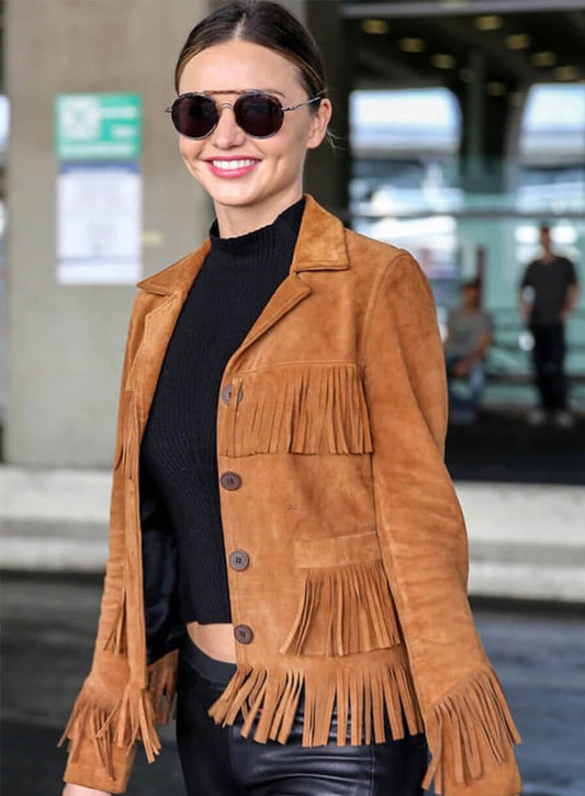 Miranda Kerr Brown Fringe Jacket