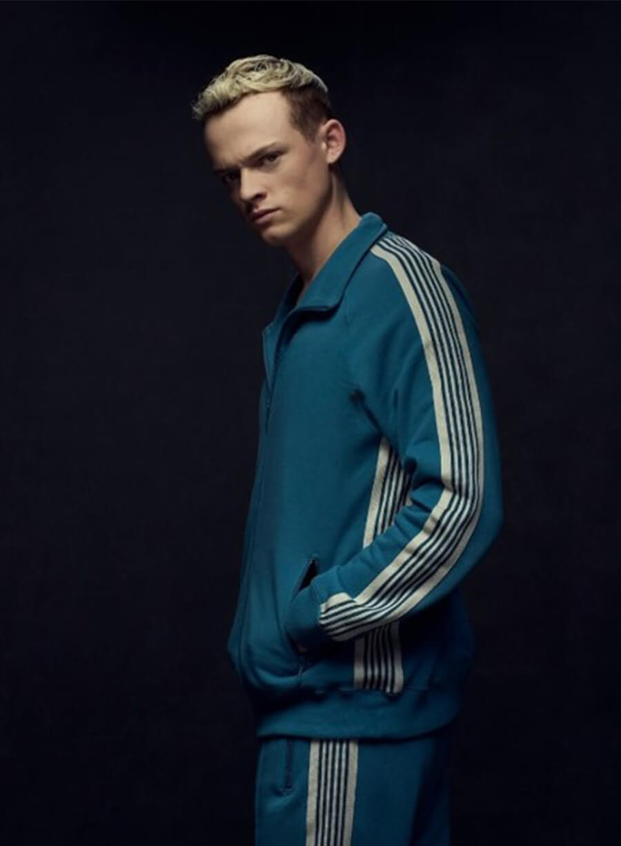 MobLand 2025 Anson Boon Eddie Blue Tracksuit