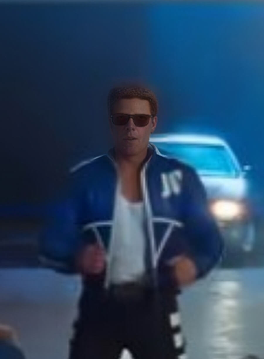 Mortal Kombat II 2025 Karl Urban Johnny Cage Blue Leather Jacket 