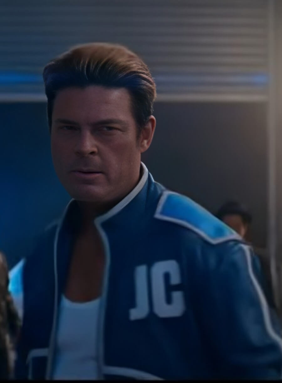 Mortal Kombat II 2025 Karl Urban Johnny Cage Blue Leather Jacket 