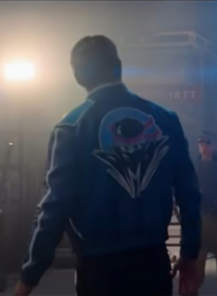 Mortal Kombat II 2025 Karl Urban Johnny Cage Blue Leather Jacket 