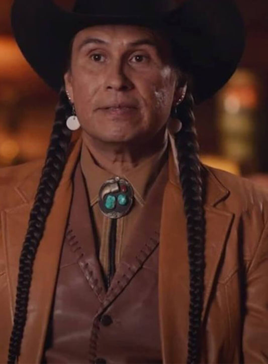 Moses Brings Plenty Yellowstone Season 4 Mo Brown Blazer Coat