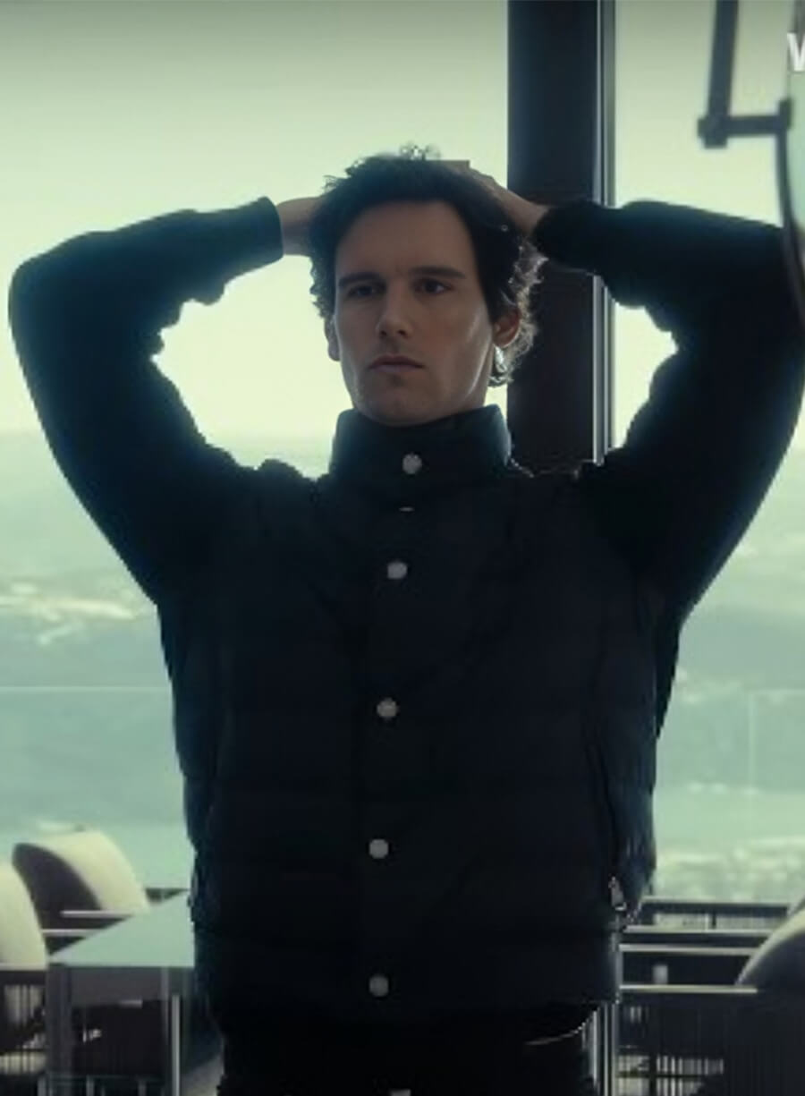 Mountainhead 2025 Cory Michael Smith Venis Puffer Jacket