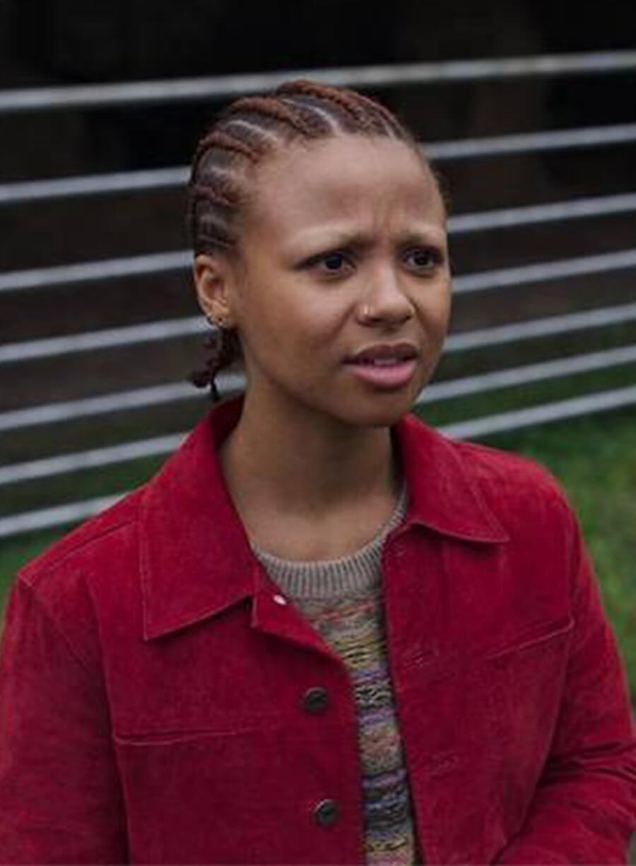 Myha’la Herrold Black Mirror S06 Pia Koresh Red Jacket