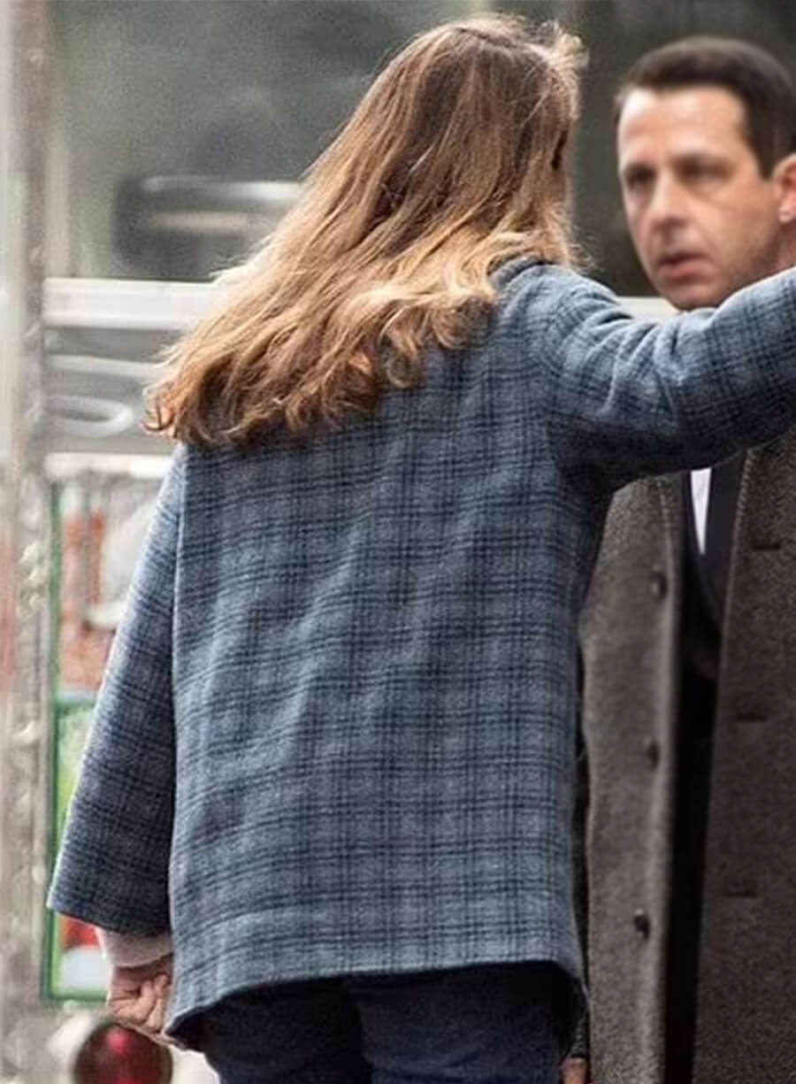 Natalie Gold Succession S04 Rava Roy Blue Plaid Blazer Coat