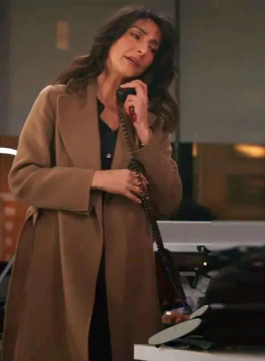 Necar Zadegan CIA 2026 Nikki Reynard Brown Coat