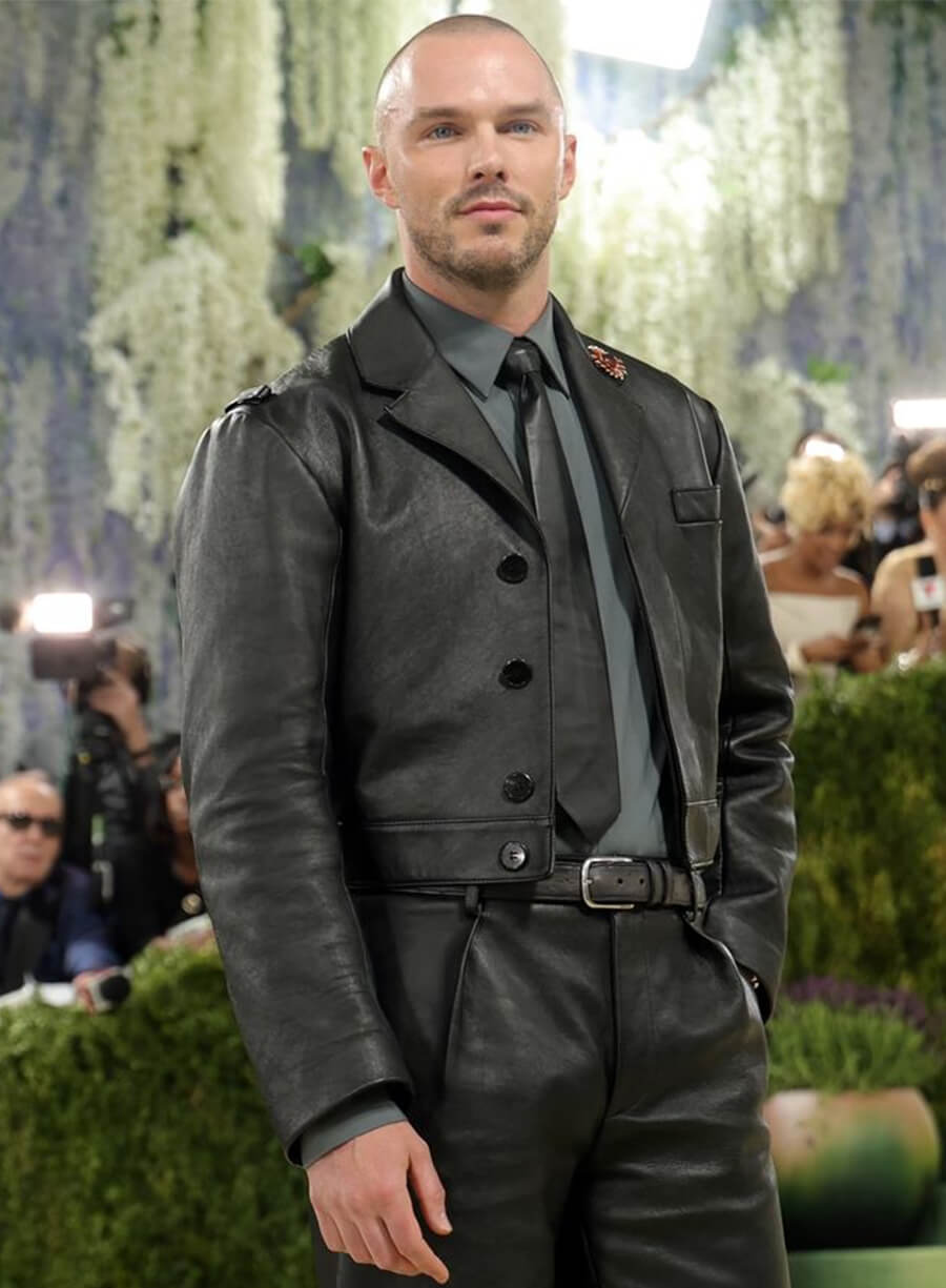 Nicholas Hoult Met Gala 2026 Cropped Leather Jacket