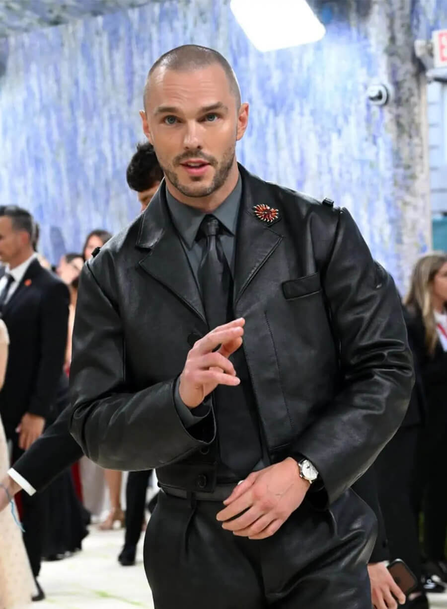 Nicholas Hoult Met Gala 2026 Cropped Leather Jacket