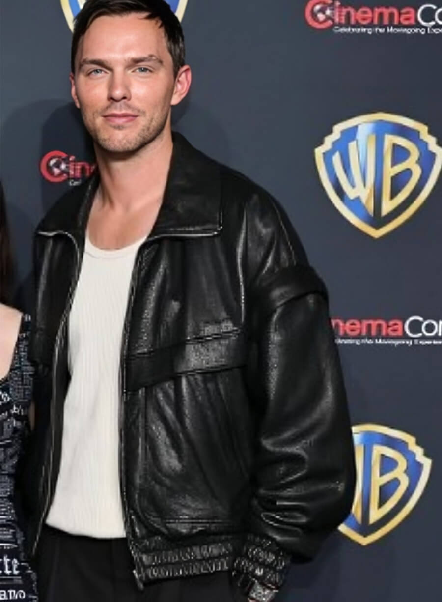 Nicholas Hoult Superman 2025 Premiere Event Black Leather Jacket