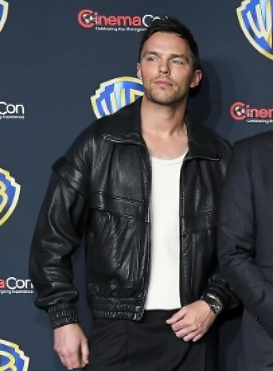 Nicholas Hoult Superman 2025 Premiere Event Black Leather Jacket