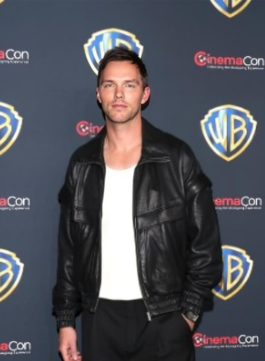 Nicholas Hoult Superman 2025 Premiere Event Black Leather Jacket
