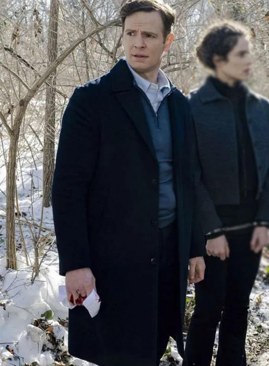 Nick Gehlfuss CIA 2026 Bill Goodman Black Wool Coat 