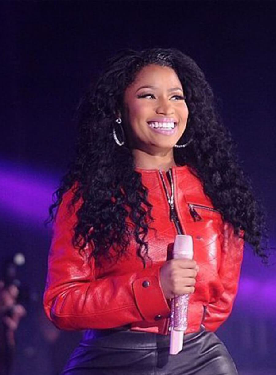 Nicki Minaj Red Leather Jacket 