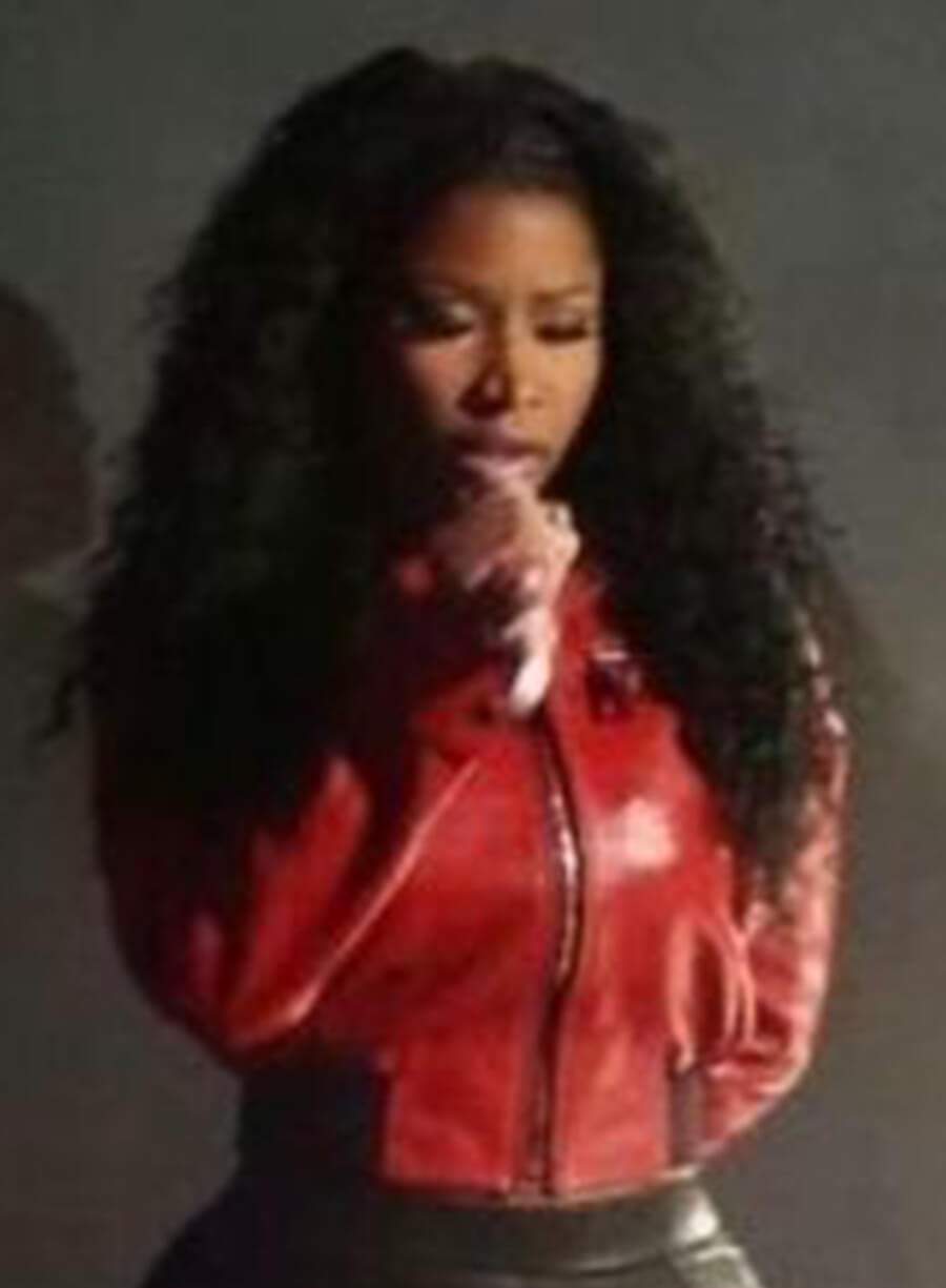 Nicki Minaj Red Leather Jacket 