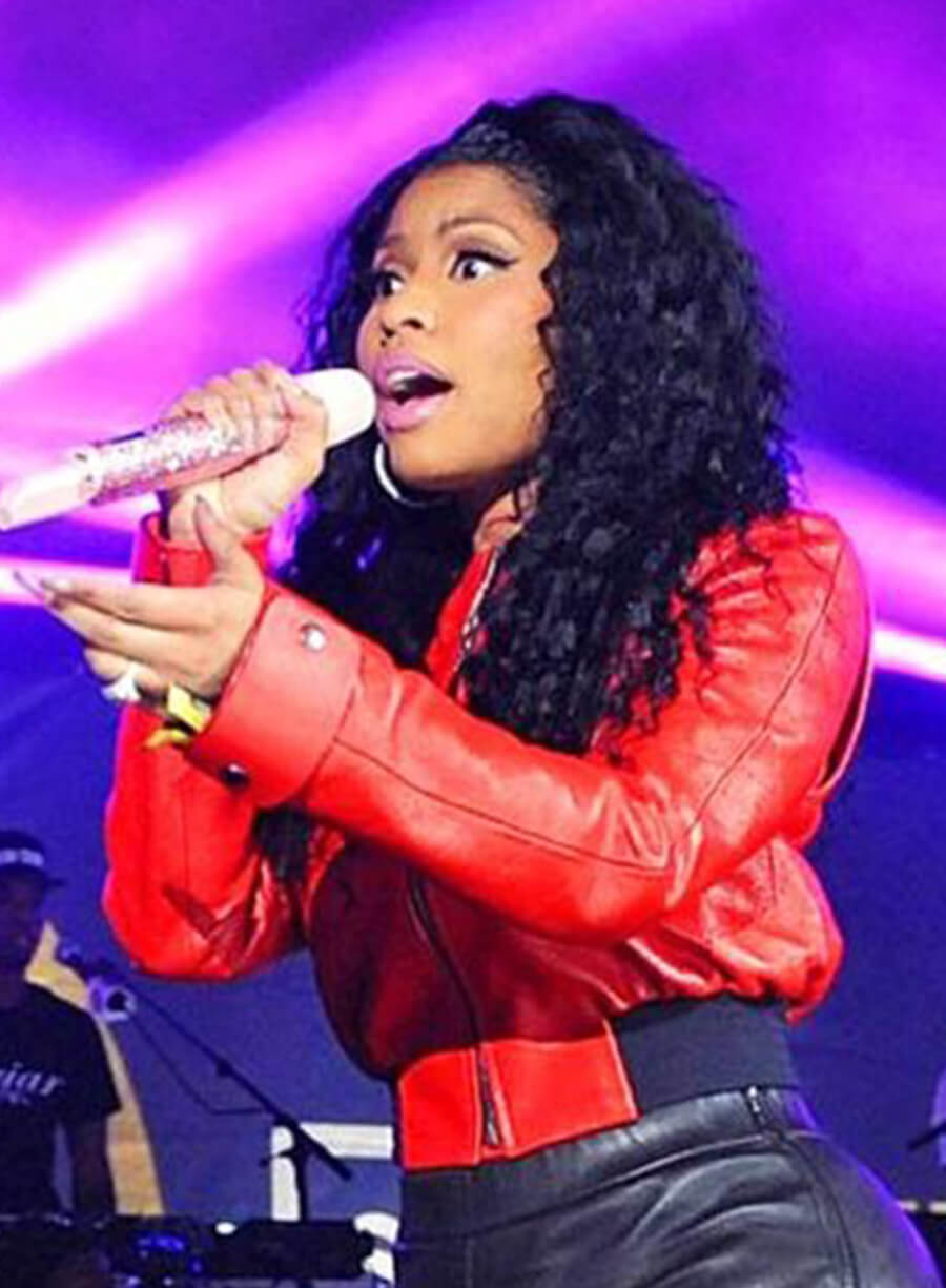 Nicki Minaj Red Leather Jacket 