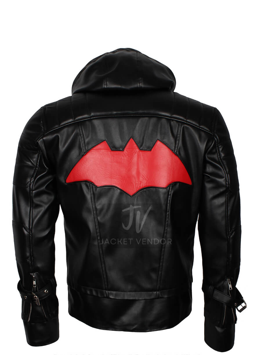 Nightfall Phantom Hooded  Black Leather Jacket