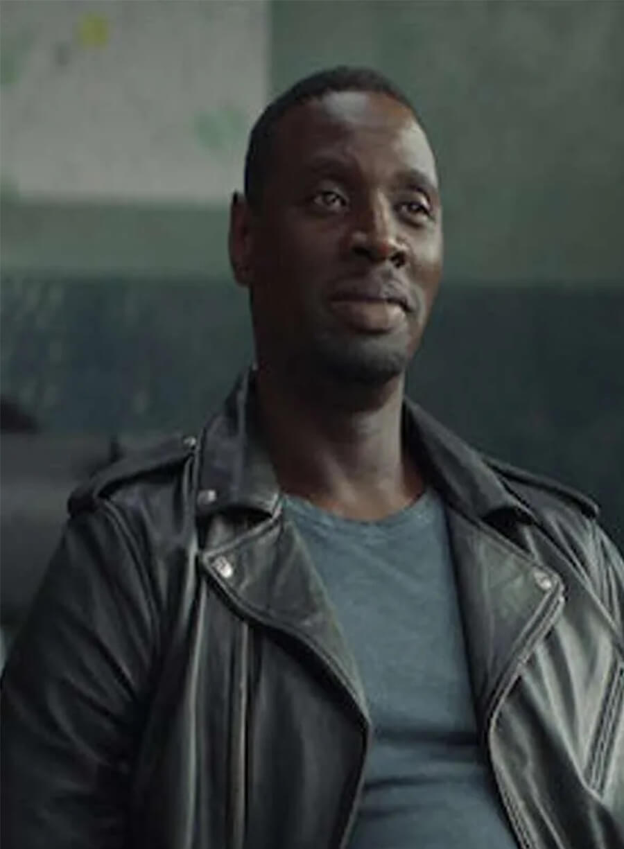 Omar Sy Lupin Assane Diop Black Biker Leather Jacket