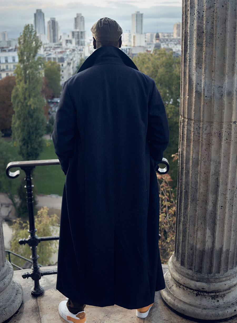 Omar Sy Lupin Assane Diop Black Wool Long Coat