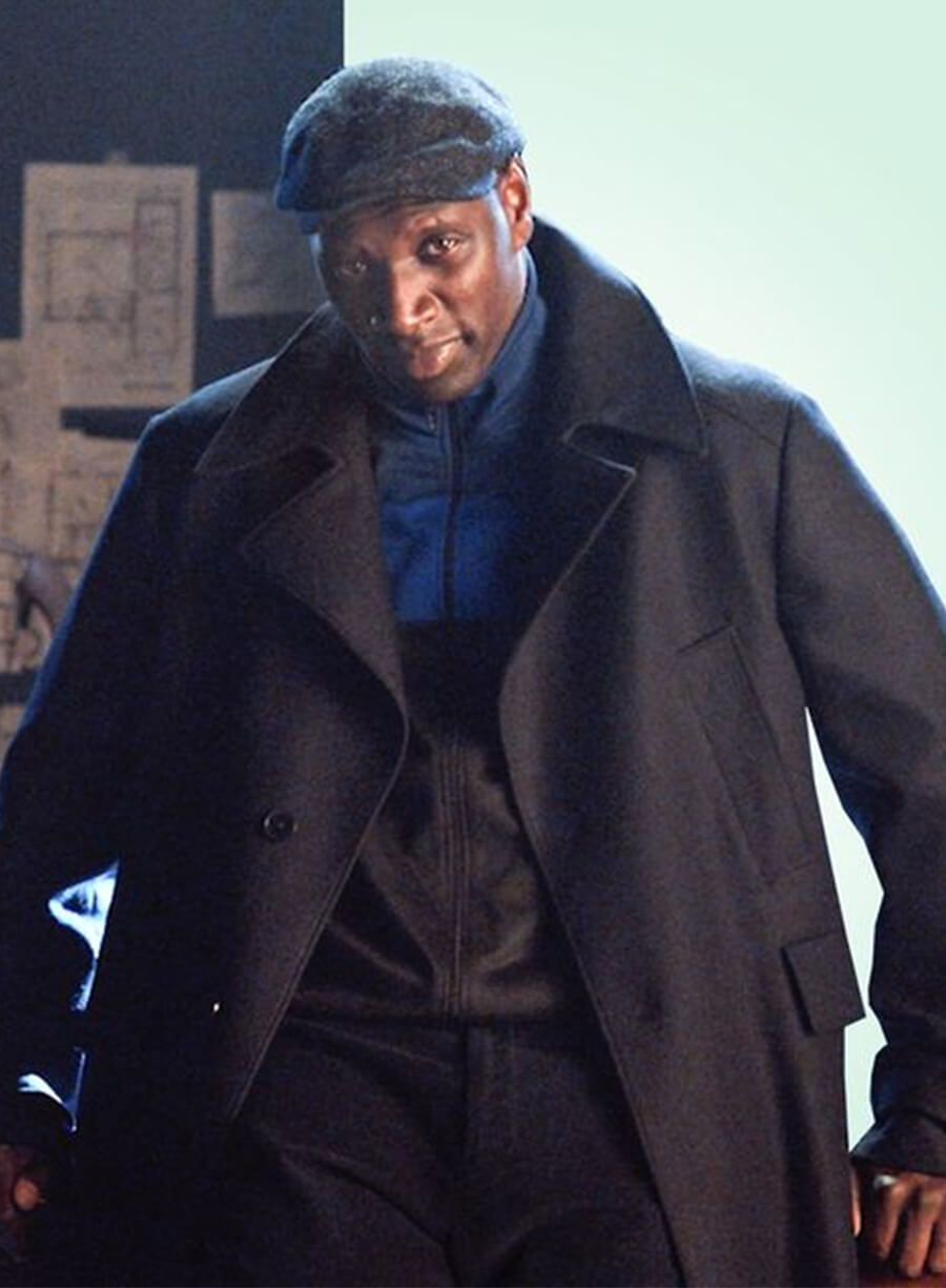 Omar Sy Lupin Assane Diop Black Wool Long Coat