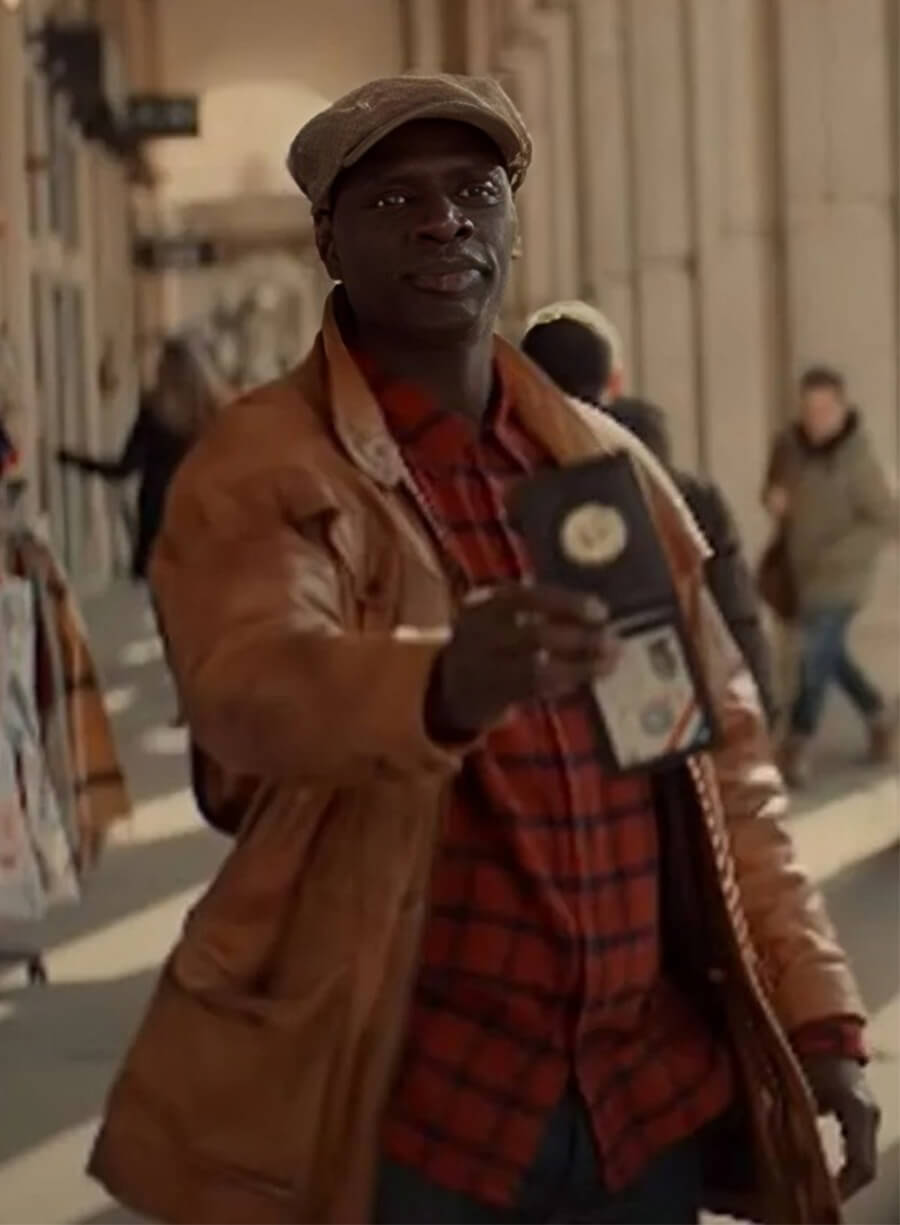 Omar Sy Lupin Assane Diop Brown Leather Jacket