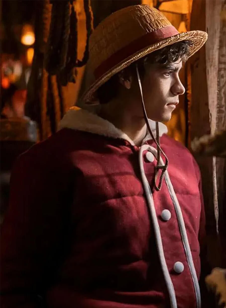 One Piece Monkey D. Luffy Fur Hooded Red Jacket 