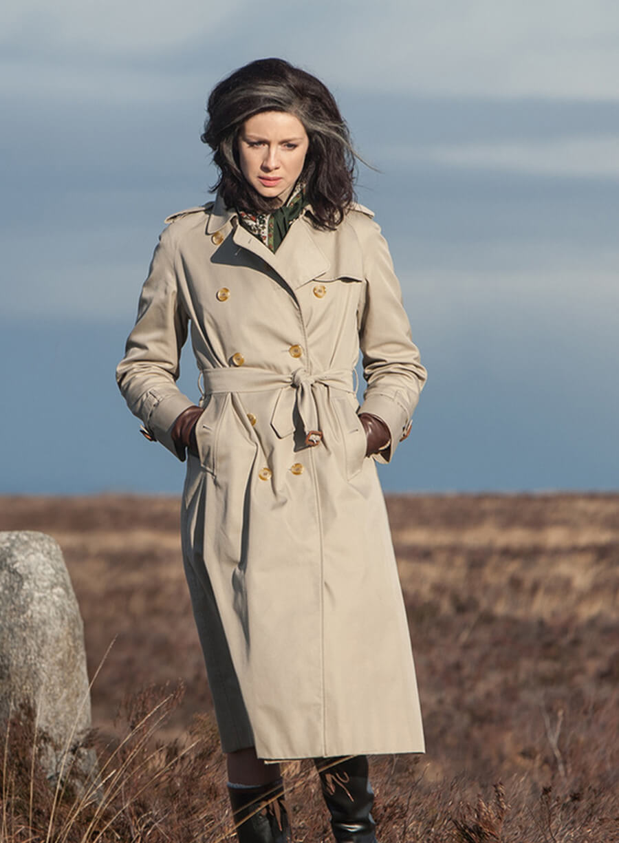 Outlander S02 Claire Fraser Randall Beige Trench Coat 
