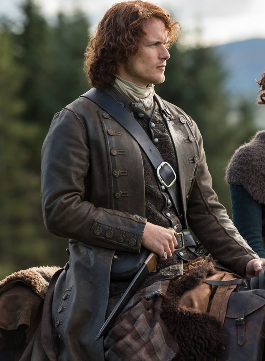 Outlander S02 Jamie Fraser Frock Coat Leather Greatcoat