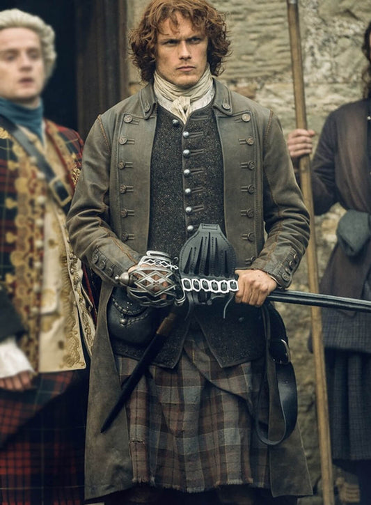 Outlander S02 Jamie Fraser Frock Coat Leather Greatcoat