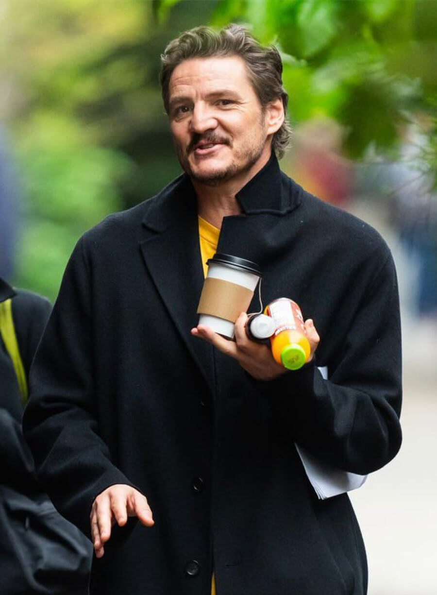 Pedro Pascal Black Wool Coat