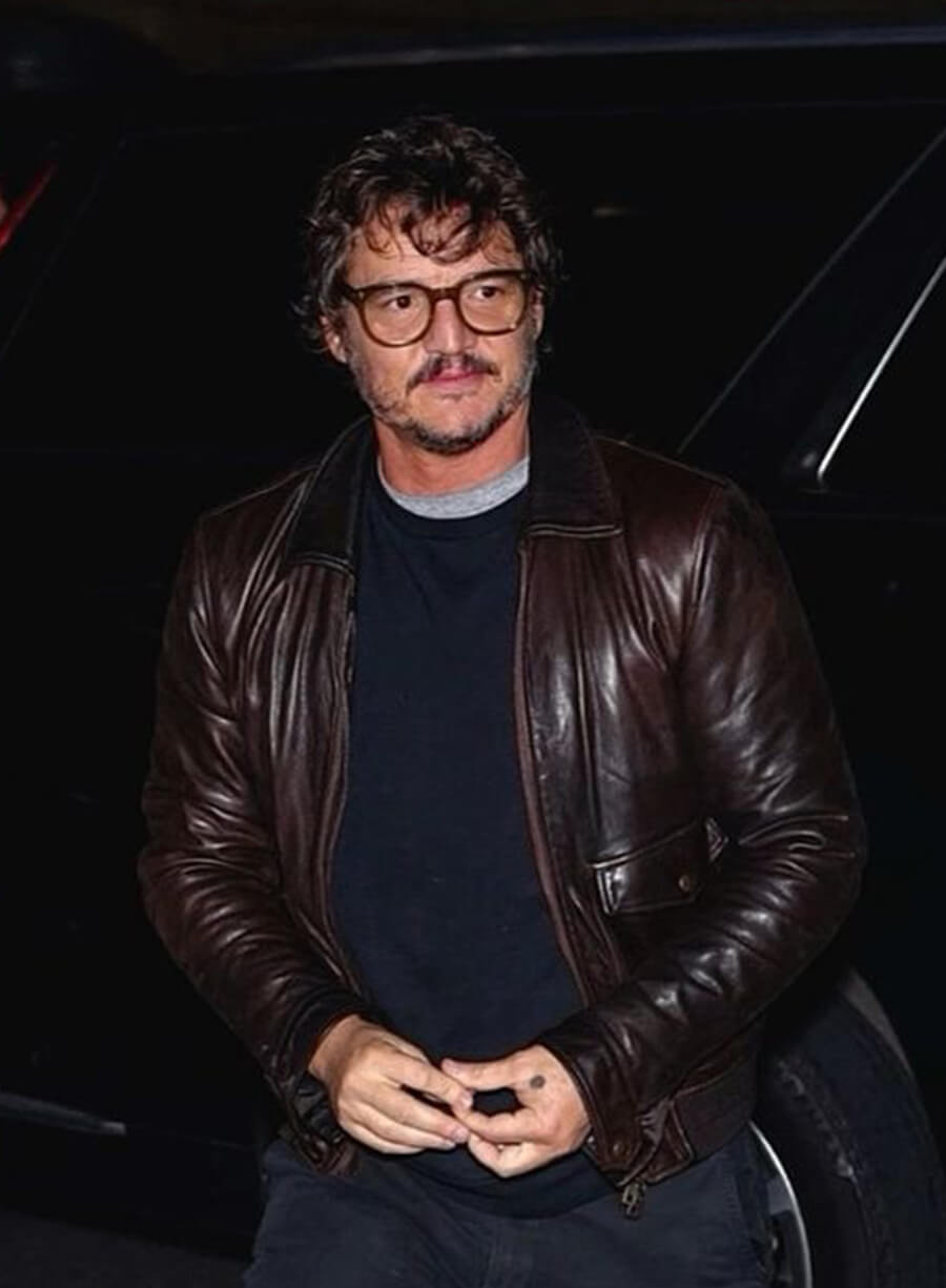 Pedro Pascal Brown Leather Jacket 