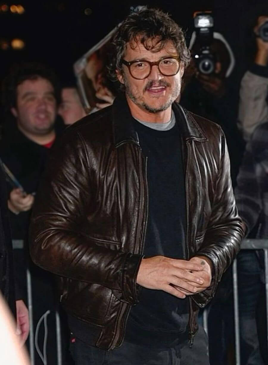 Pedro Pascal Brown Leather Jacket 