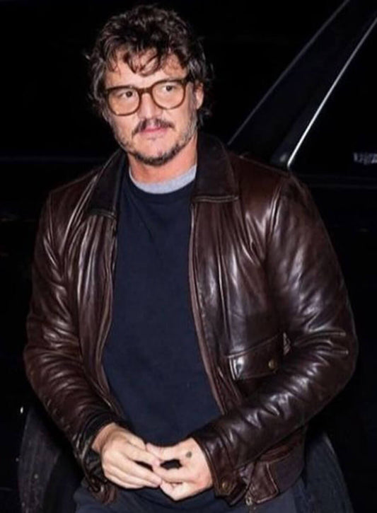 Pedro Pascal Brown Leather Jacket 