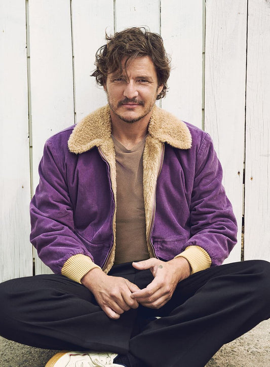 Pedro Pascal Purple Fur Shearling Jacket