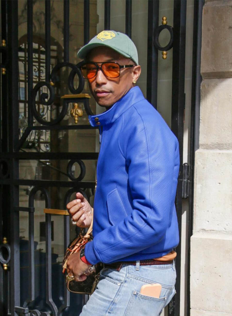 Pharrell Williams Blue Leather Jacket 