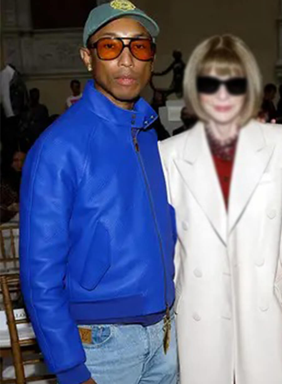 Pharrell Williams Blue Leather Jacket 