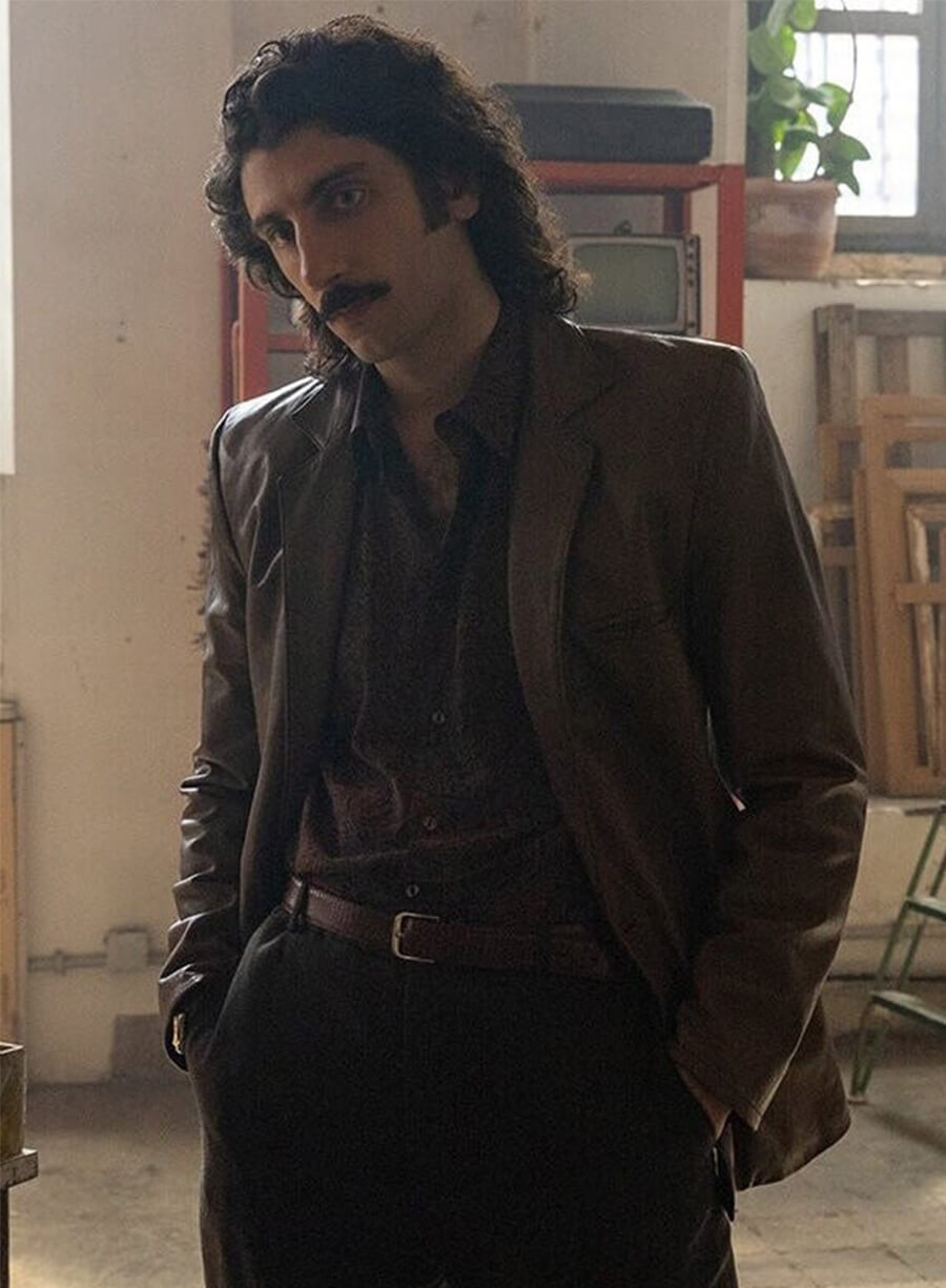 Pietro Castellitto The Big Fake 2026 Toni Brown Leather Jacket