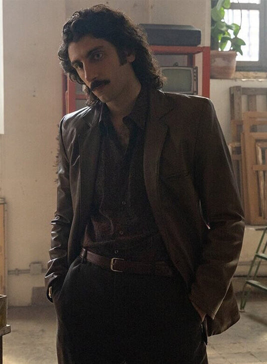Pietro Castellitto The Big Fake 2026 Toni Brown Leather Jacket