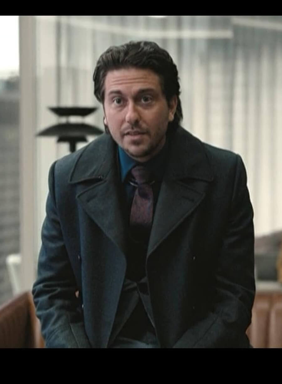 Play Dirty 2025 Nat Wolff Kincaid Black Wool Coat