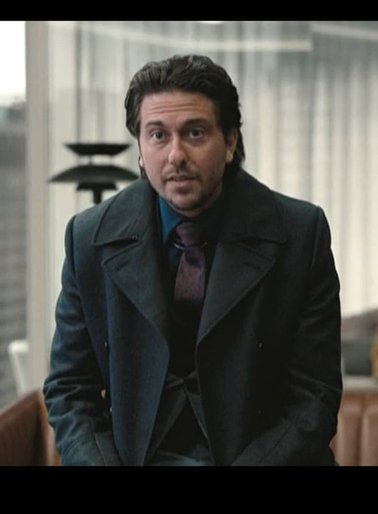 Play Dirty 2025 Nat Wolff Kincaid Black Wool Coat