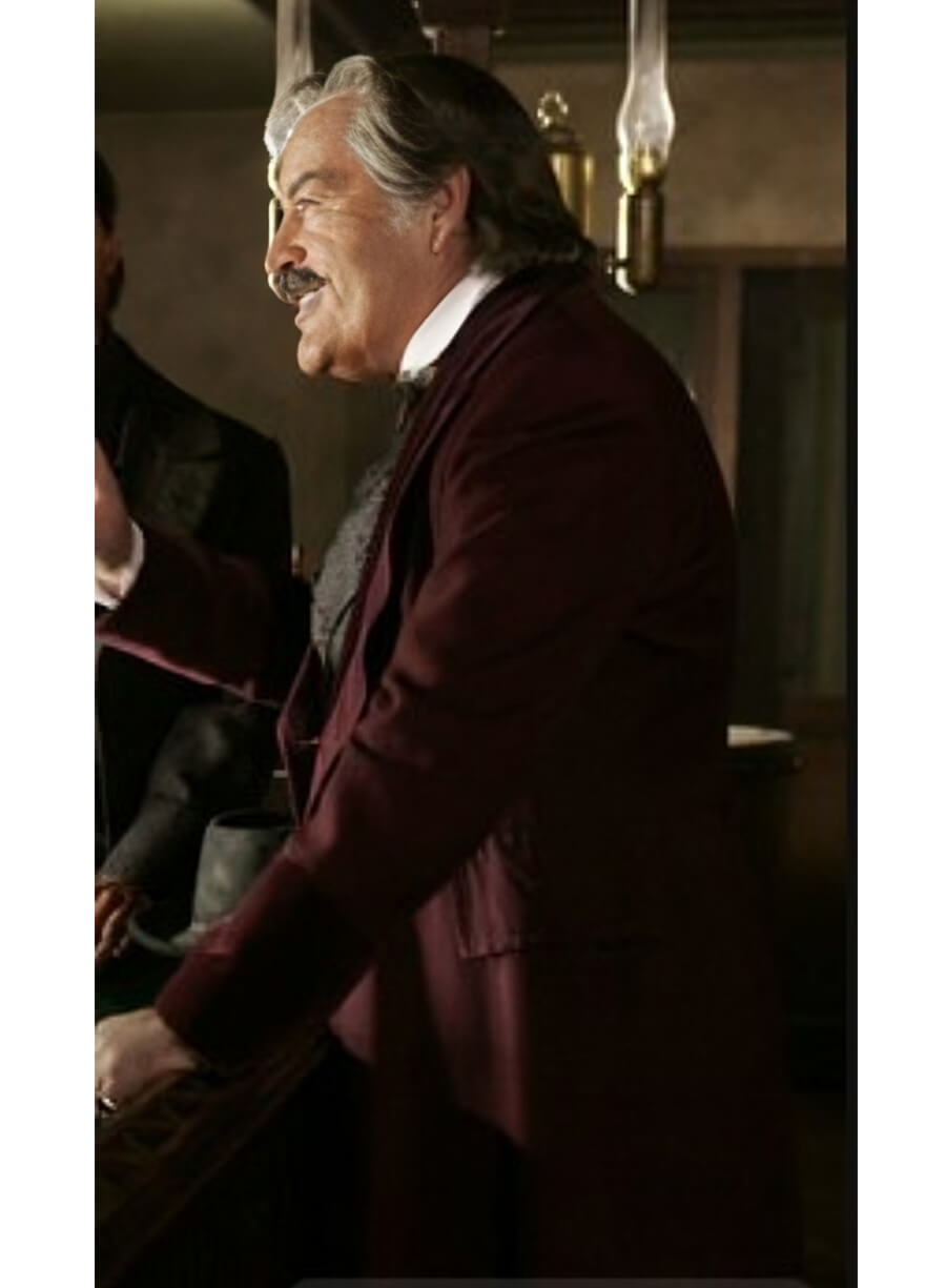 Powers Boothe Deadwood Cy Tolliver Maroon Coat