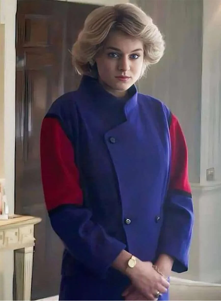 Princess Diana The Crown Red and Blue Coat