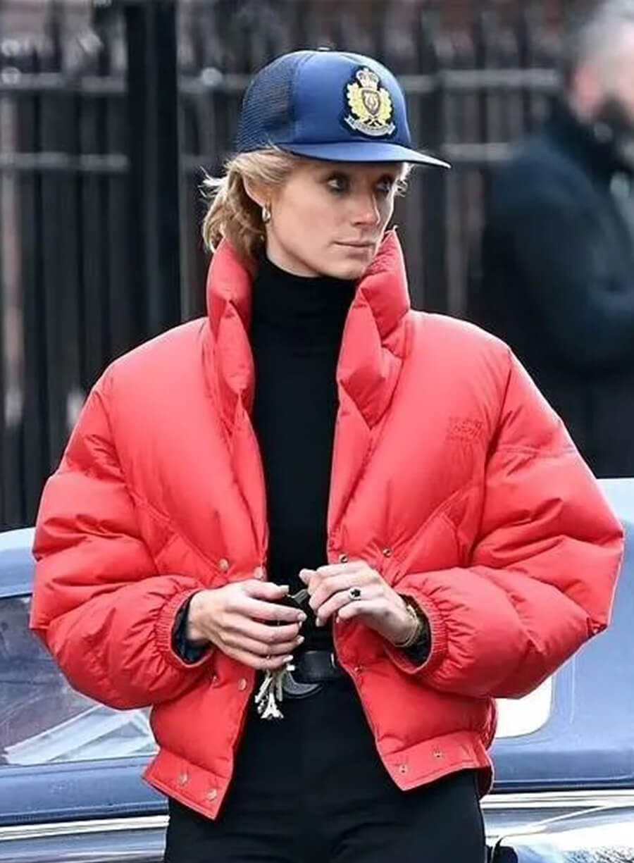Princess Diana The Crown S05 Red Puffer Jacket