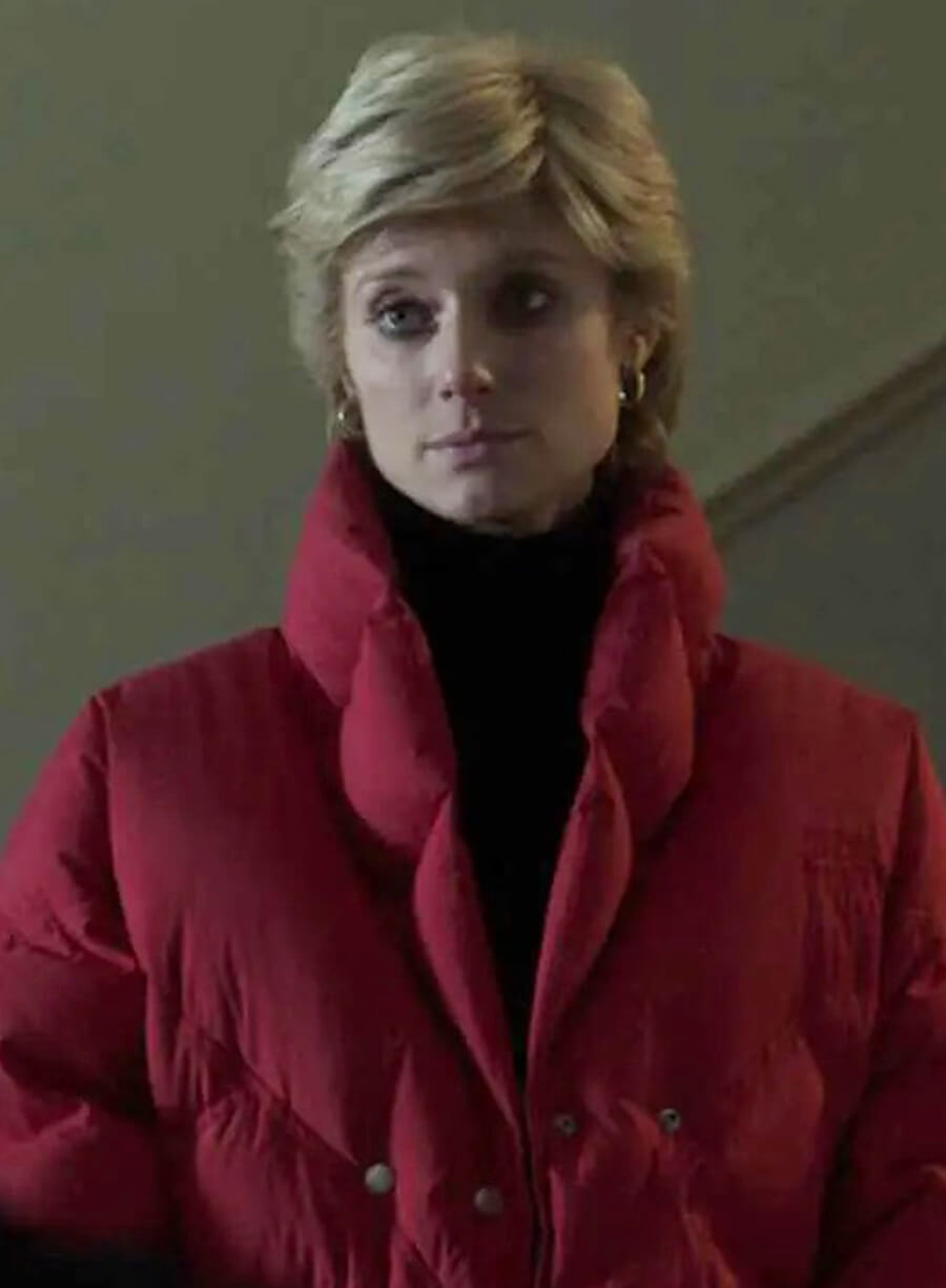 Princess Diana The Crown S05 Red Puffer Jacket