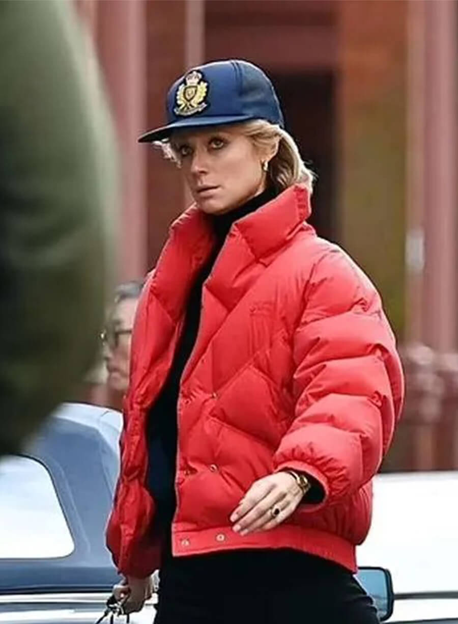 Princess Diana The Crown S05 Red Puffer Jacket
